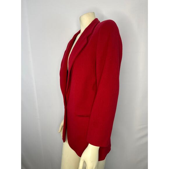VTG L.L. Bean Blazer Red Wool/ cashmere USA Made One Button Boxy Academia size 6 - Picture 7 of 12